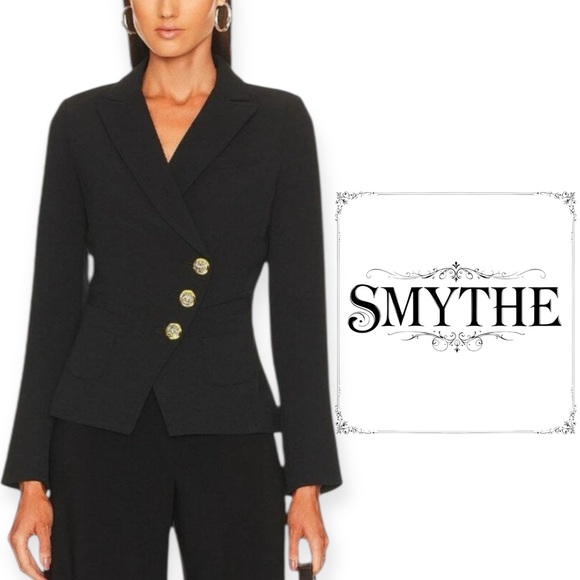 SMYTHE black asymmetrical wrap blazer Size 12 - Picture 1 of 9